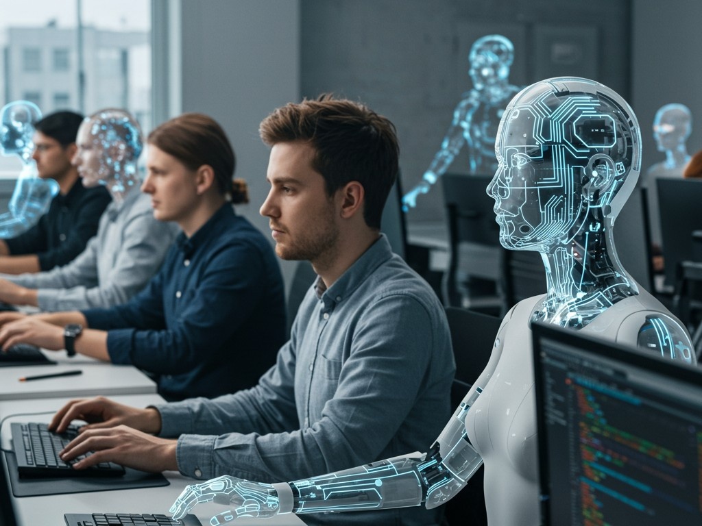 Software engineers developing artificial intelligence