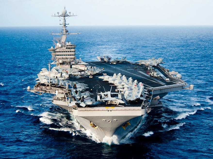 US Navy aircraft carrier operating in Persian Gulf