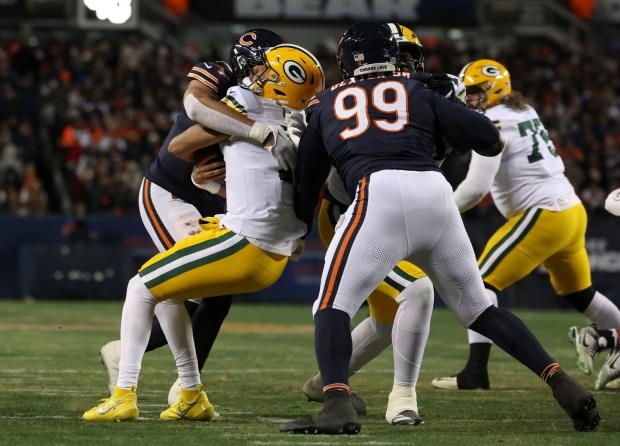 Chicago defense attempting a stop during NFL game