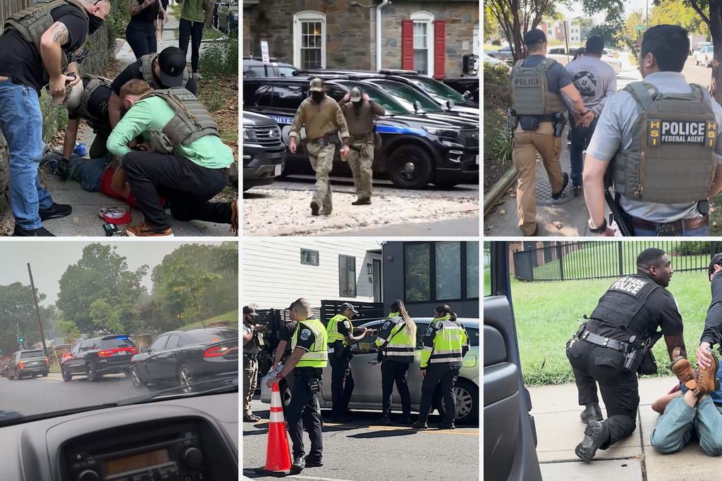 Federal immigration agents at urban enforcement scene